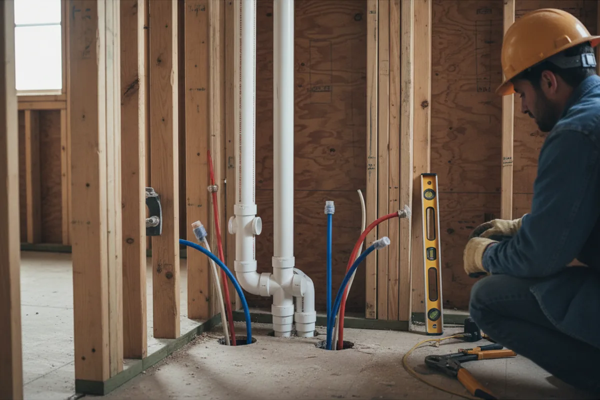 Drain and supply rough-in during Garbage Disposal Repair in Oyster Bay